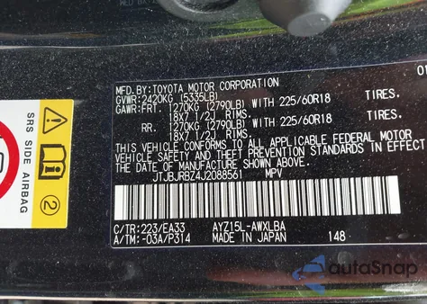 2018 Lexus Nx 300H z USA, uszkodzony, nr VIN JTJBJRBZ4J2088561